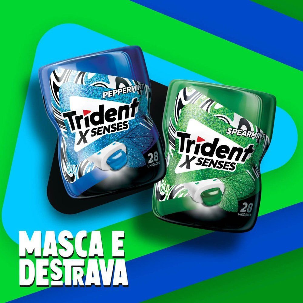 Chiclete Trident XSenses Spearmint sem açúcar Menta Garrafa - Caixa com 6 Unidades