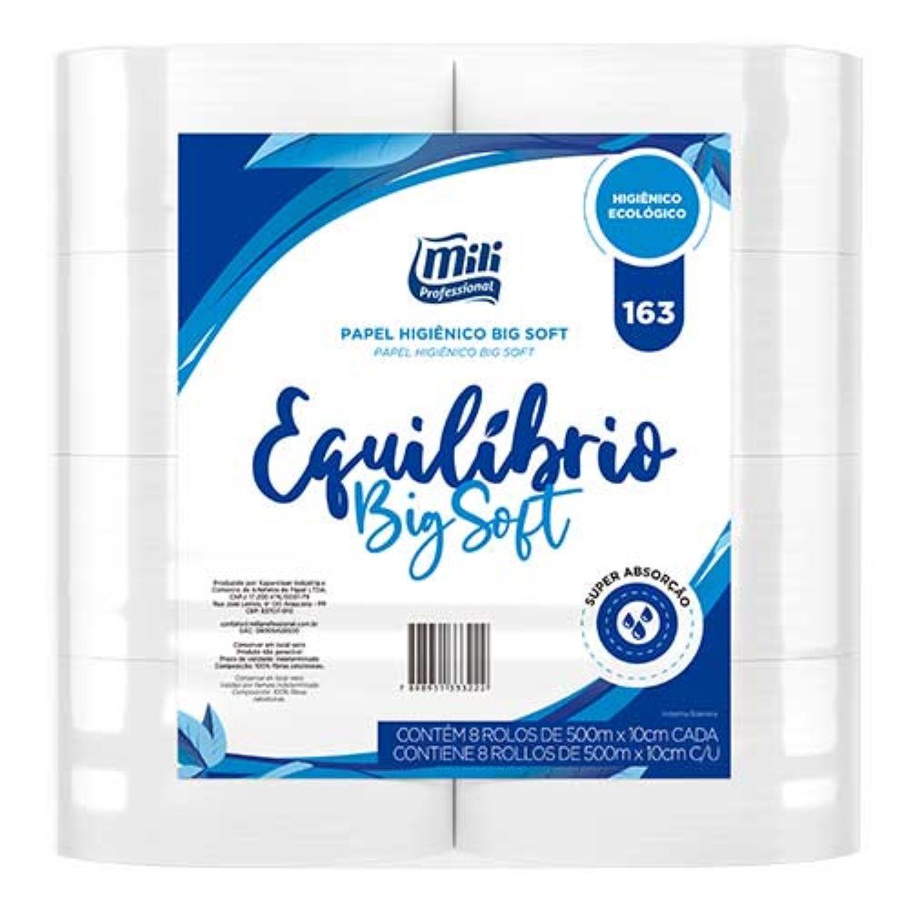 Papel Higienico Institucional Folha Simples Equi Soft 8x500m Mili