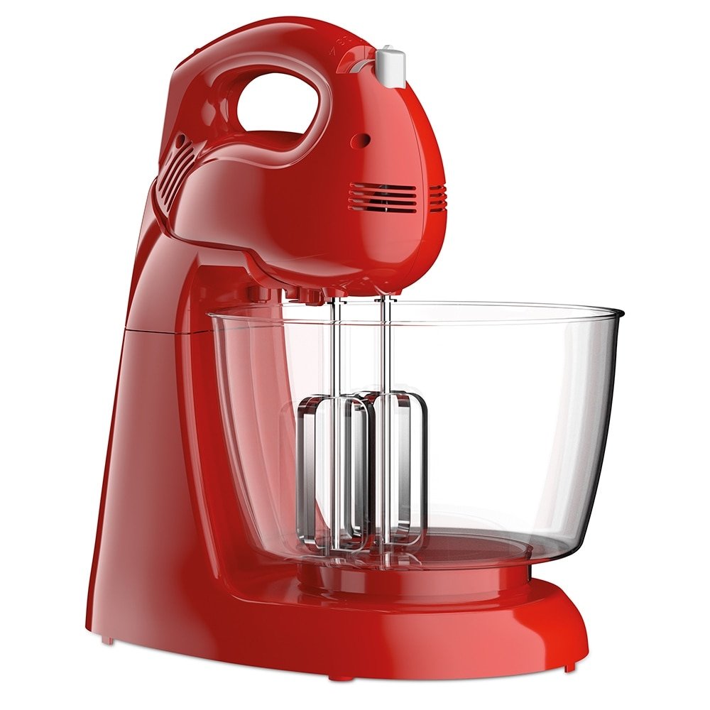 Batedeira Britânia Perola 550 Cristal Duo Turbo - 4 Velocidades, 2 Tigelas, 500W, Vermelho, 110V