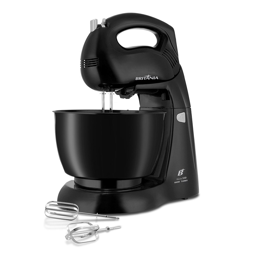 Batedeira Britânia Perola 550 PR Turbo - 4 Velocidades, 1 Tigela, 500W, Preto, 110V