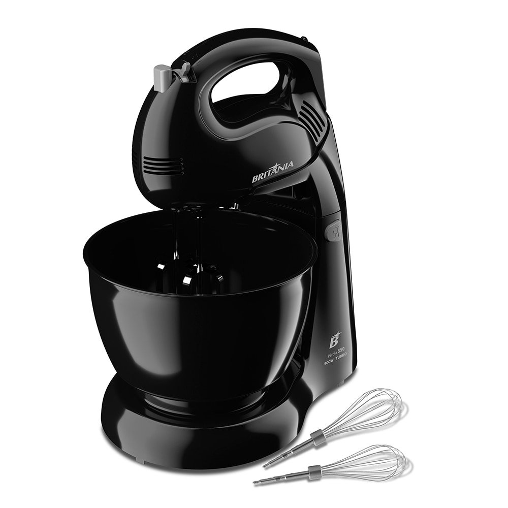 Batedeira Britânia Perola 550 PR Turbo - 4 Velocidades, 1 Tigela, 500W, Preto, 110V