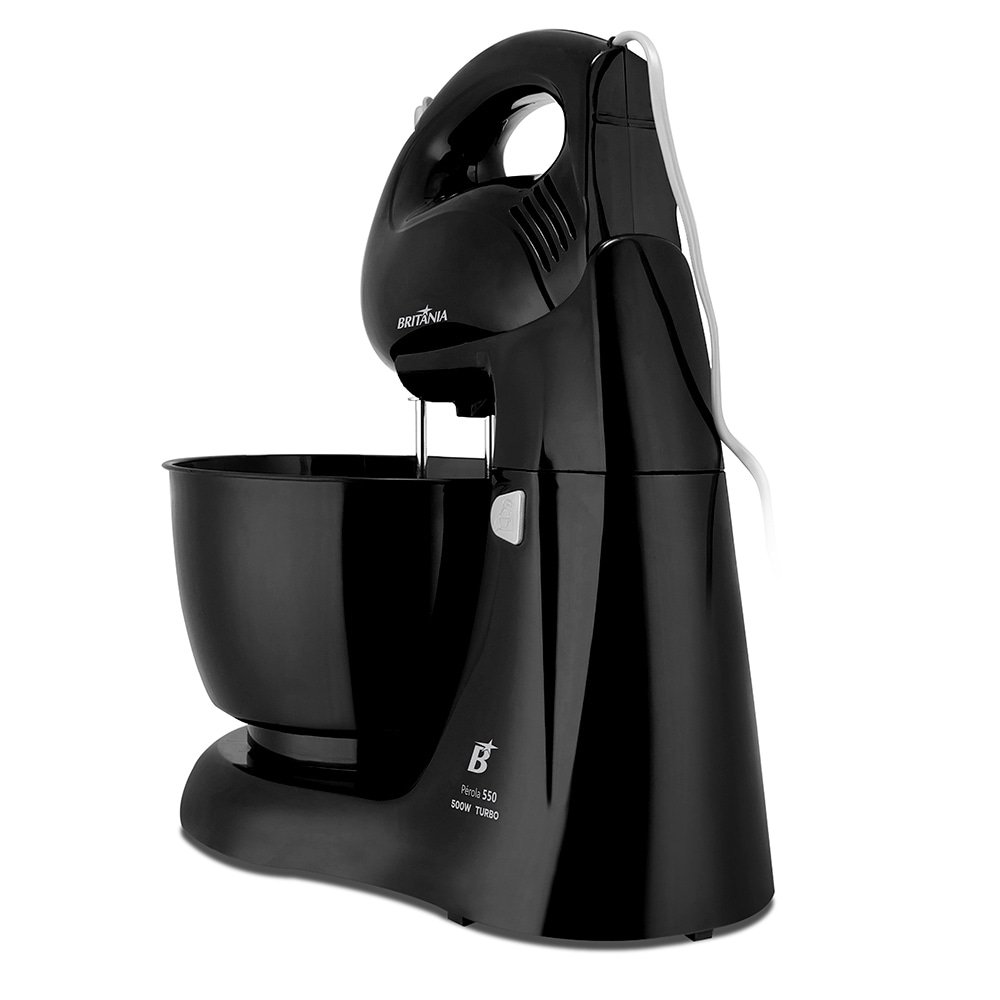 Batedeira Britânia Perola 550 PR Turbo - 4 Velocidades, 1 Tigela, 500W, Preto, 110V