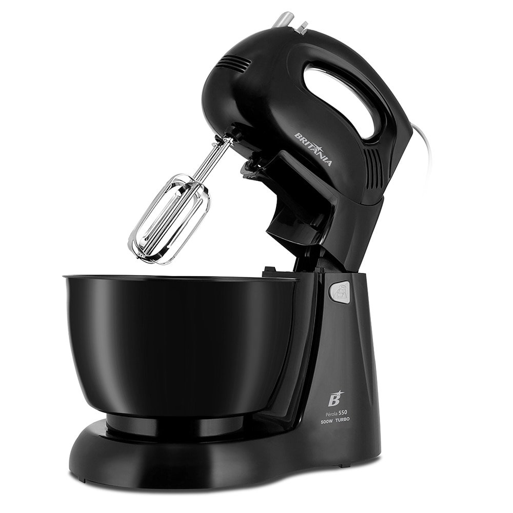 Batedeira Britânia Perola 550 PR Turbo - 4 Velocidades, 1 Tigela, 500W, Preto, 110V