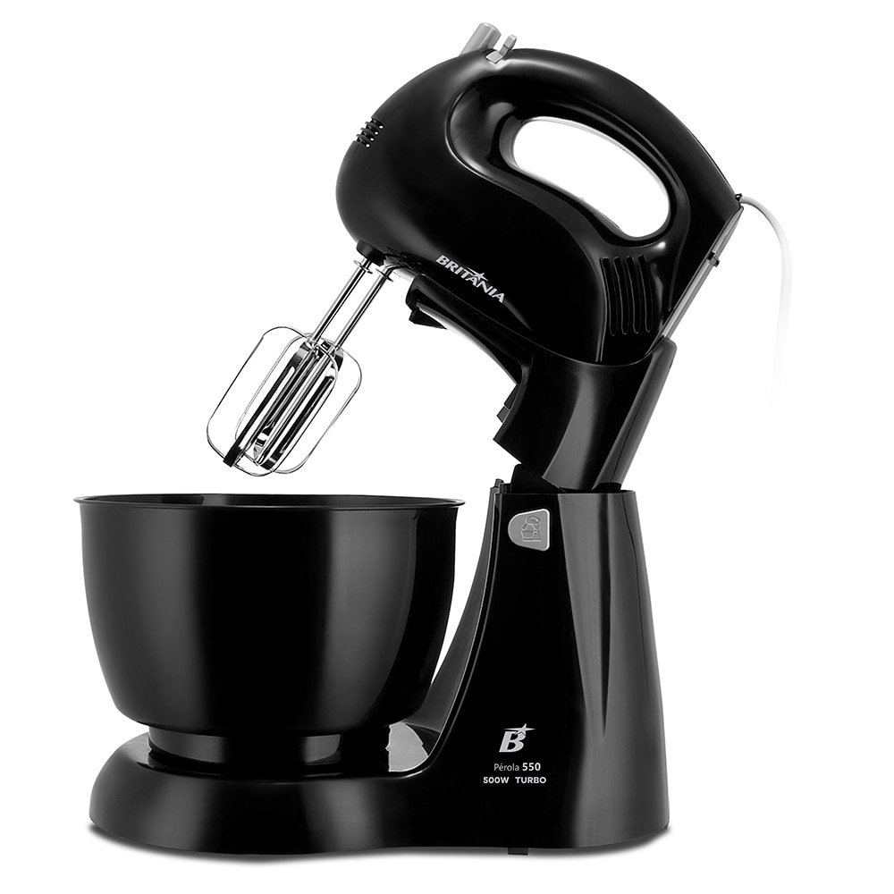 Batedeira Britânia Perola 550 PR Turbo - 4 Velocidades, 1 Tigela, 500W, Preto, 110V