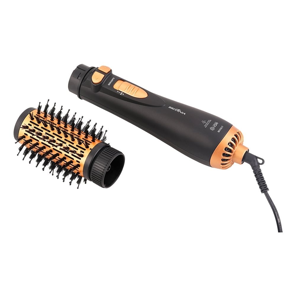 Escova Rotativa Britânia BER20PD - 3 Temperaturas + 2 Velocidades, Preto/Dourado, Bivolt