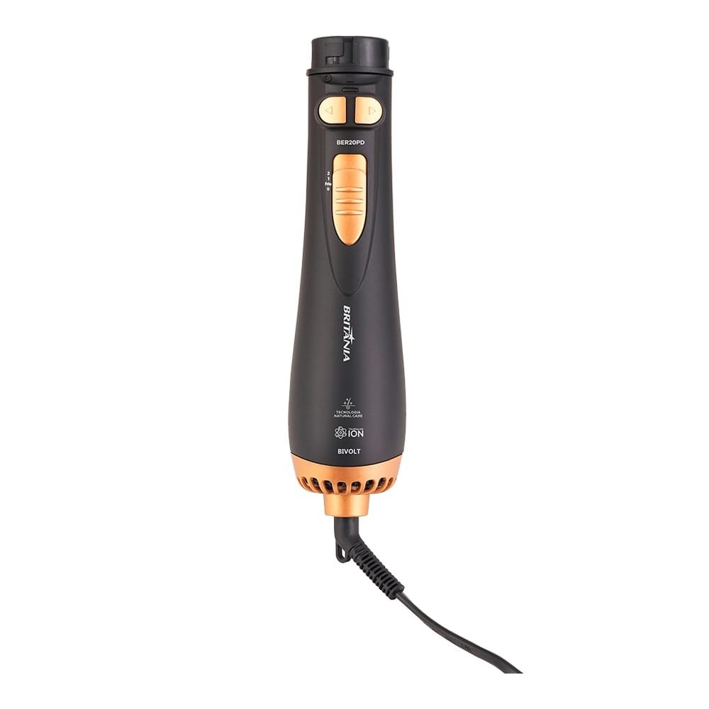 Escova Rotativa Britânia BER20PD - 3 Temperaturas + 2 Velocidades, Preto/Dourado, Bivolt