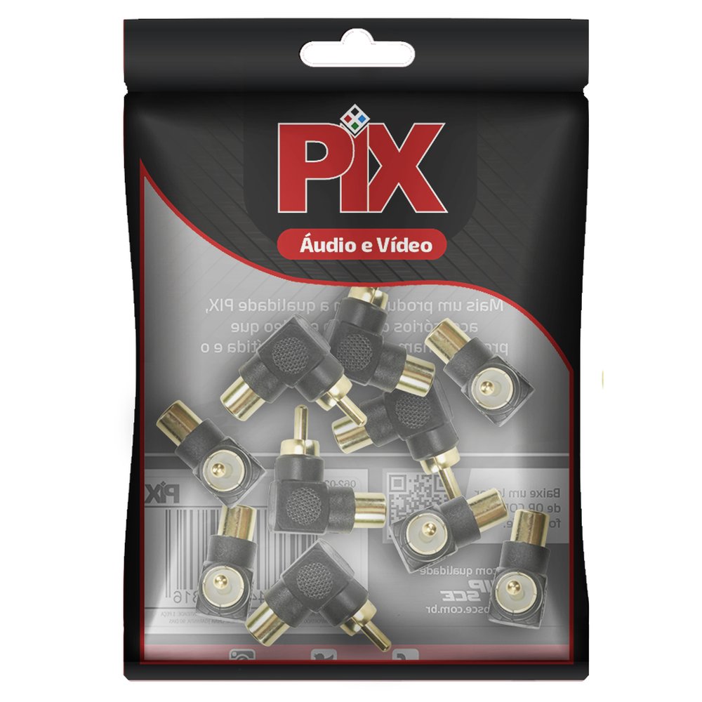 Adaptador RCA Plastico - RCA Macho Para RCA Fêmea - 90 Graus Gold