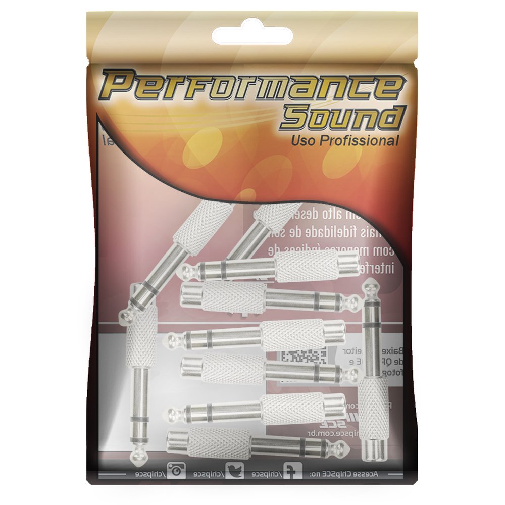 Adaptador P10 Níquel - P10 Estéreo Para Jack RCA - Metálico