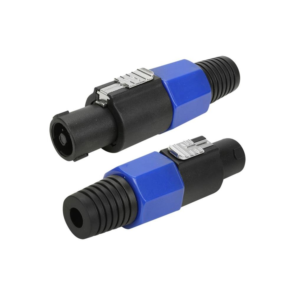 Plug Speakon Plástico - Macho 4 Vias Com Trava - Azul
