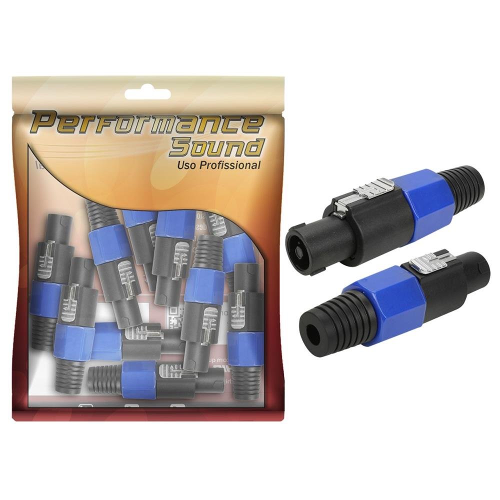 Plug Speakon Plástico - Macho 4 Vias Com Trava - Azul