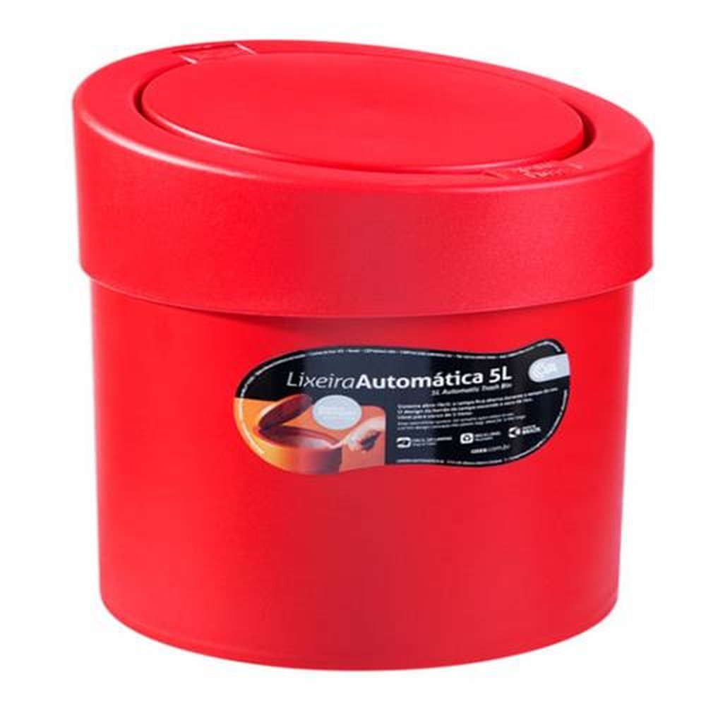 Lixeira Coza Automática 5L Vermelha