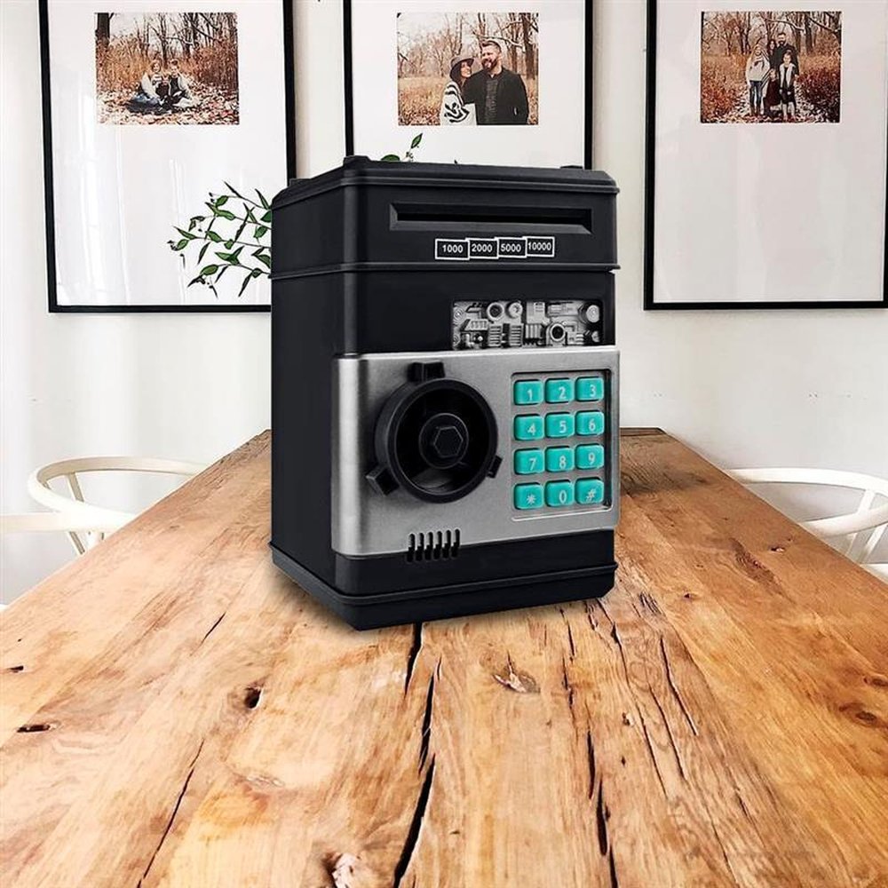 Cofre Eletrônico Digital Automático Decorativo com Senha de 4 dígitos para Cédula e Moeda