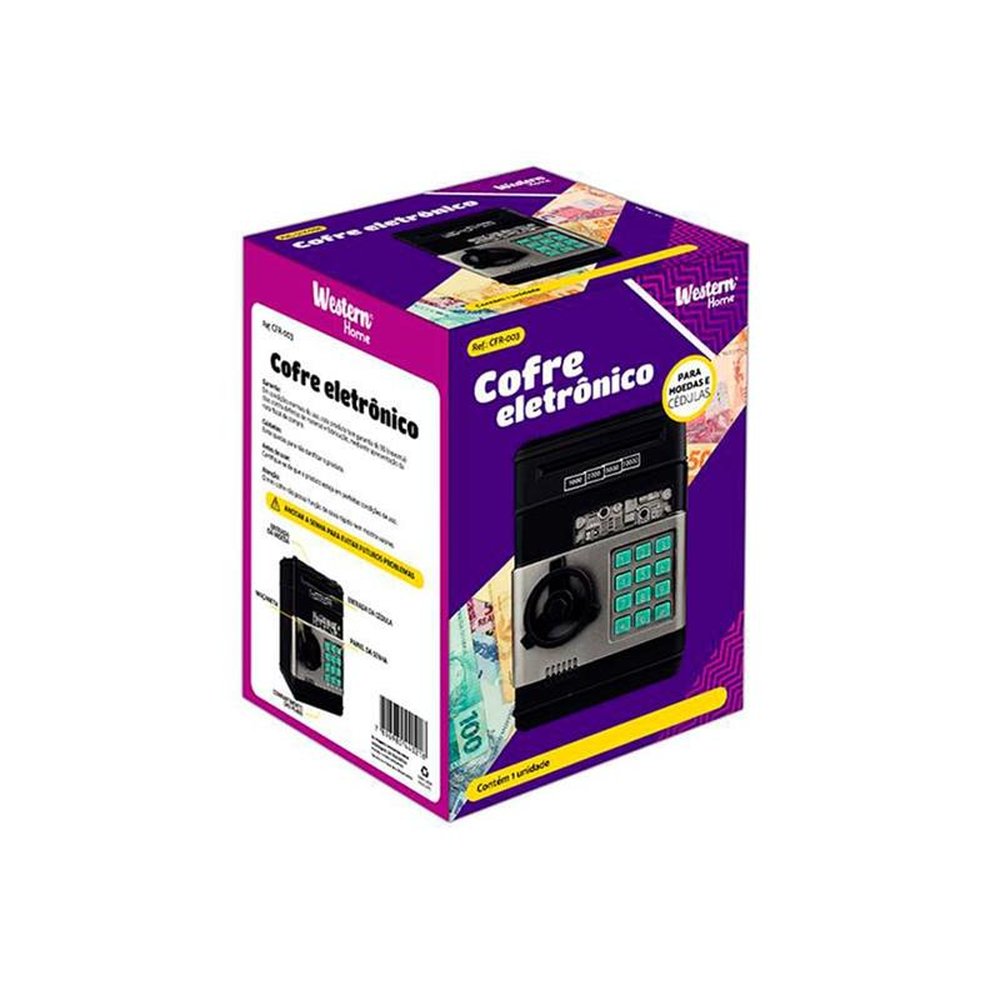 Cofre Eletrônico Digital Automático Decorativo com Senha de 4 dígitos para Cédula e Moeda