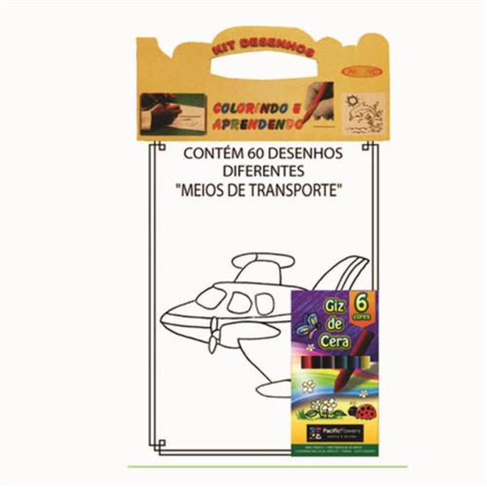 Desenhos Pintar 15cmx20cm 6 folhas impressas Giz de Cera 6 Cores Mix