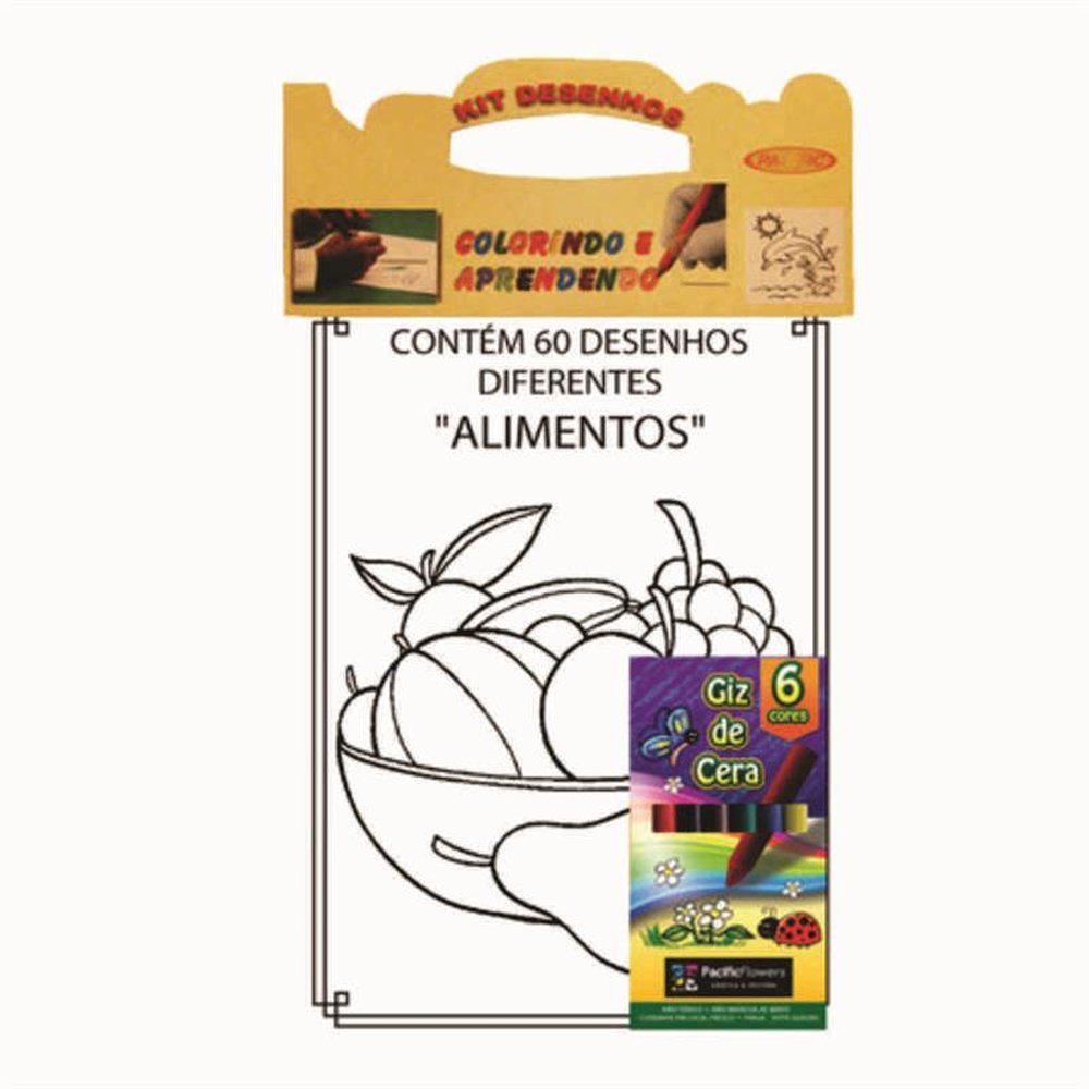 Desenhos Pintar 15cmx20cm 6 folhas impressas Giz de Cera 6 Cores Mix