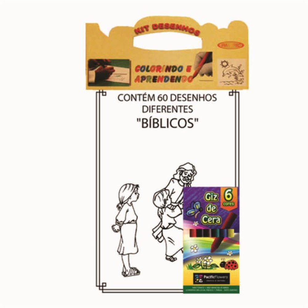 Desenhos Pintar 15cmx20cm 6 folhas impressas Giz de Cera 6 Cores Mix