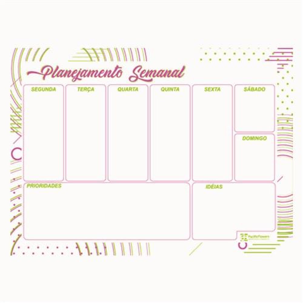 Planner Planejamento Semanal Medida 30cmx40cm