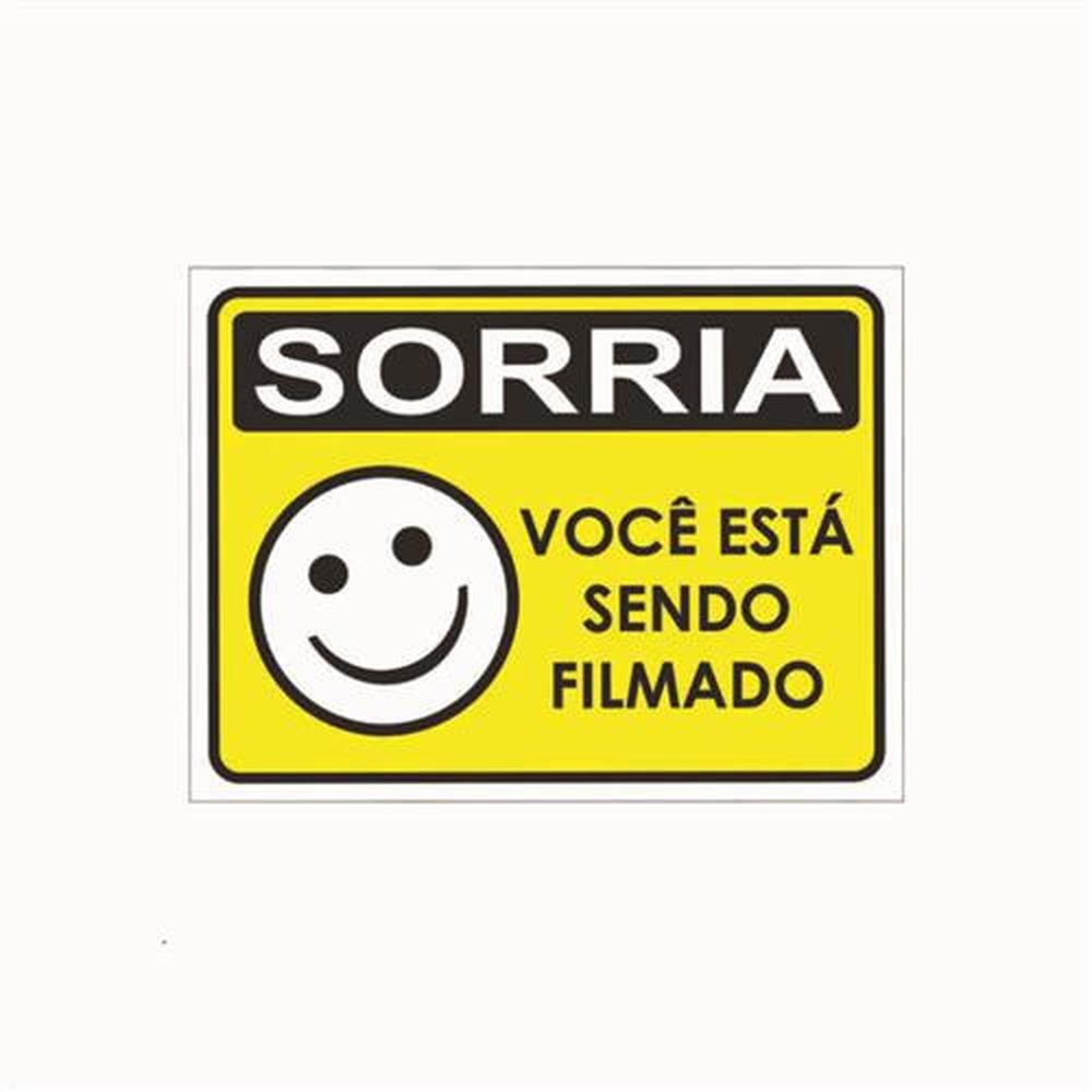 Placa de Sinalização Sorria Voce Esta Sendo Filmado Horizontal Medida 15cmx20cm