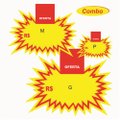 Cartaz Oferta Splash Combo Com Solapa 36 Unidades são 12 unidades de cada tamanhoMedidas 10x7,5 cm 14,5x11,4 cm 22x17,8 cm