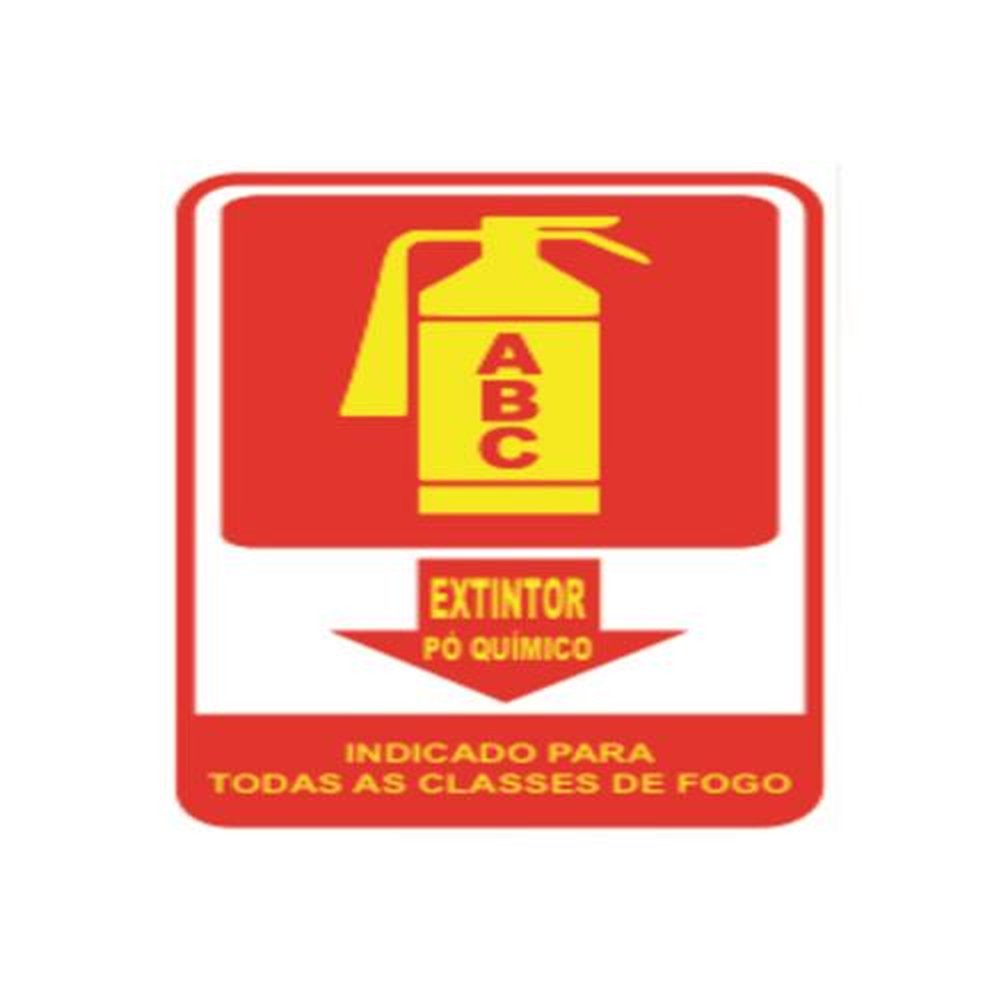 Placa de Sinalização Extintor Po Quimico Medida 20cmx30cm