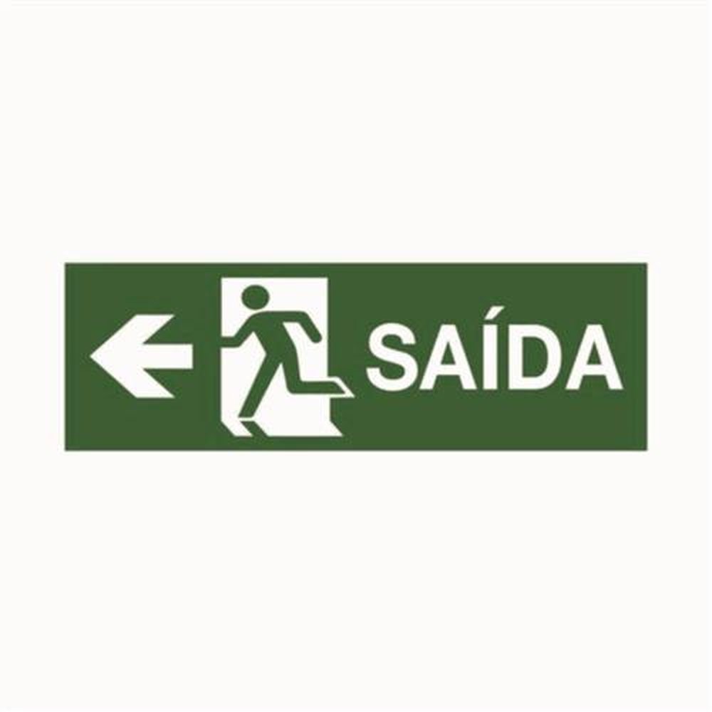 Placa de Sinalização Saida Seta A Esquerda Verde Medida 10cmx30cm