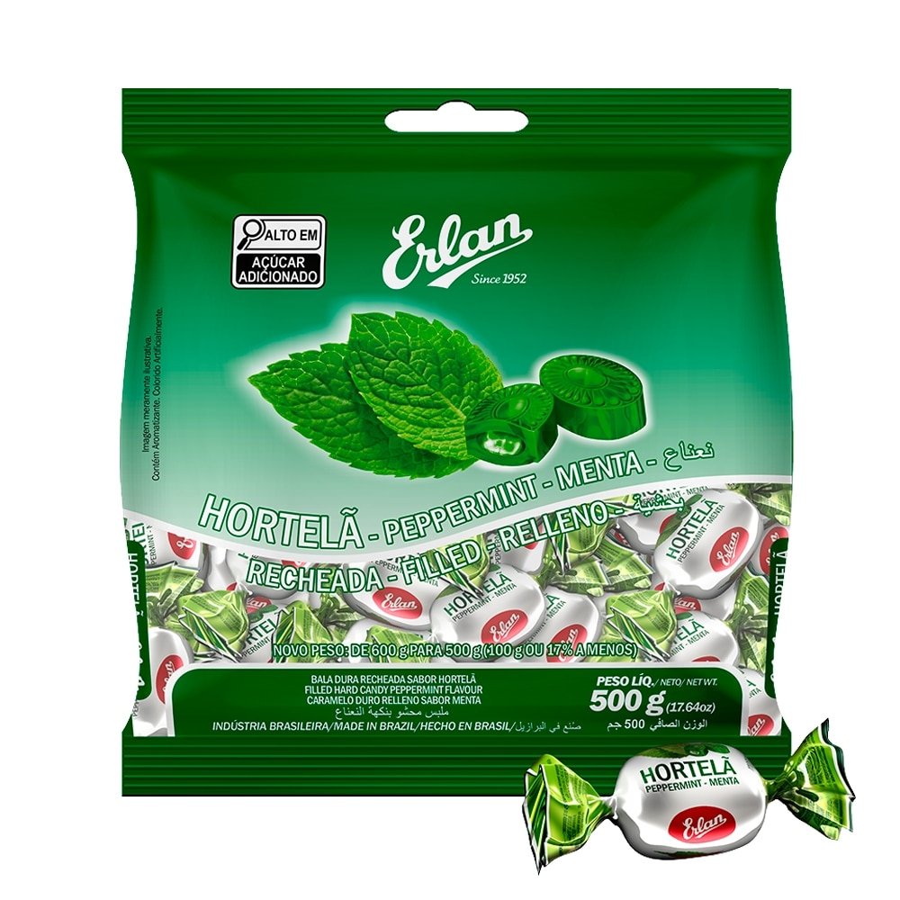 Bala Erlan Recheada Hortelã 500g
