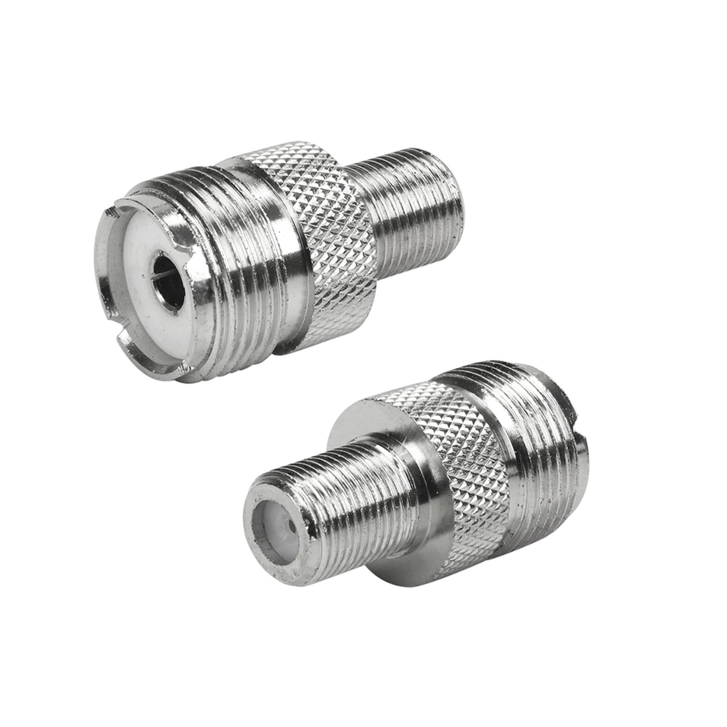 Adaptador F Níquel - F Fêmea Para UHF Fêmea