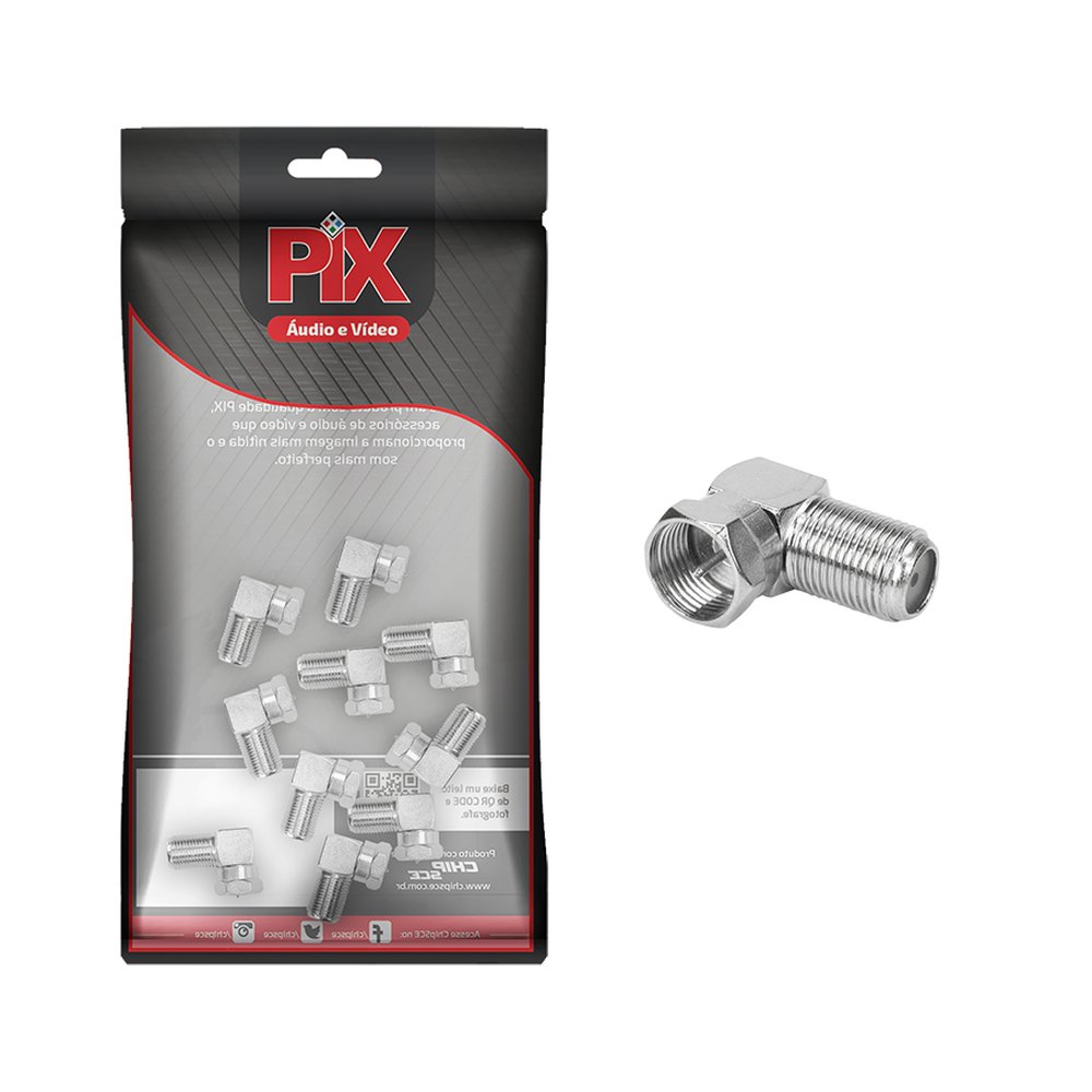 Adaptador F Níquel - F Macho Para F Fêmea - 90 Graus