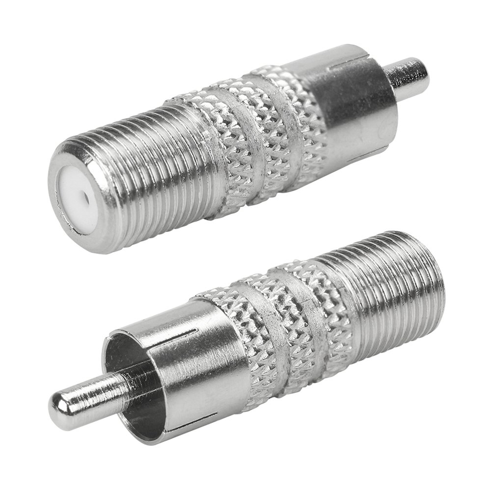 Adaptador Antena RCA Niquel - RCA Macho Para F Fêmea