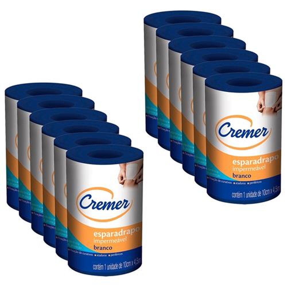 Esparadrapo Cremer Impermeável 10cmx4,5m - Embalagem com 12 Unidades