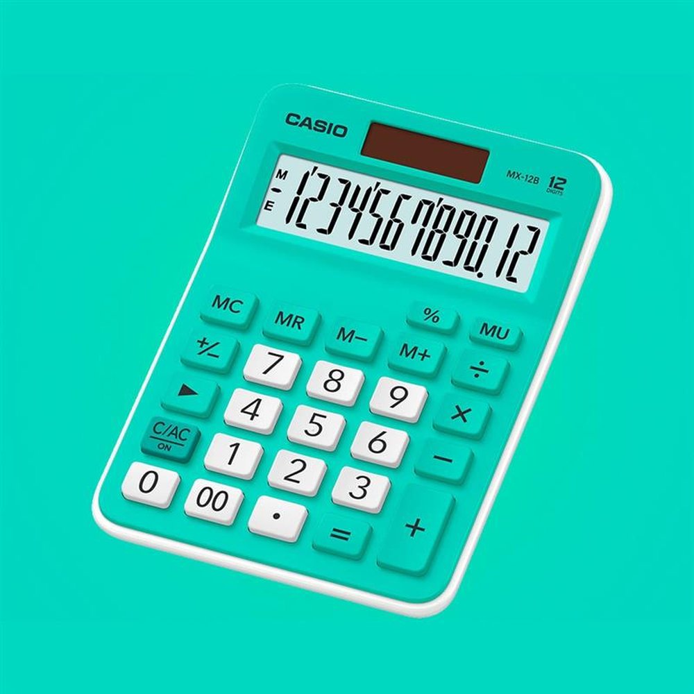 Calculadora Casio De Mesa Visor XL, 12 Dígitos E Alimentação Dupla MX-12B - Verde