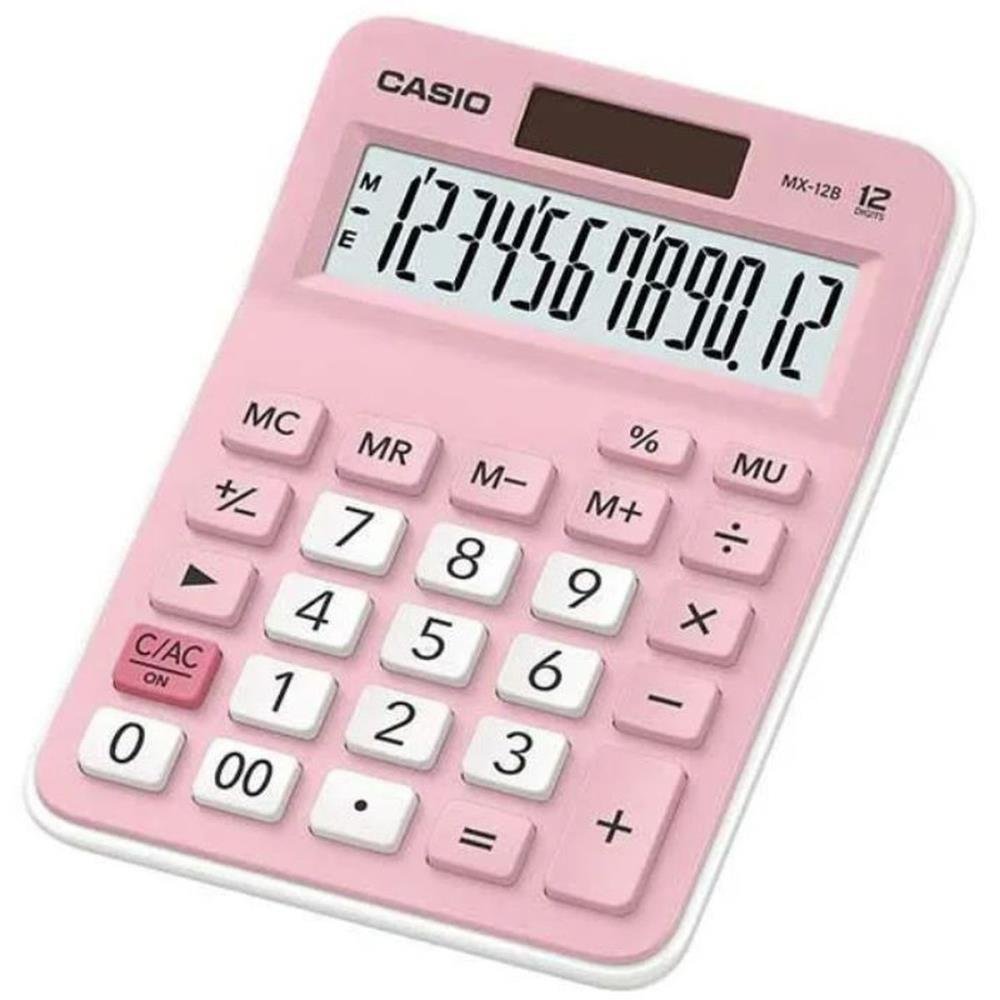 Calculadora De Mesa 12 Dígitos Rosa Com Alimentação Solar/Bateria