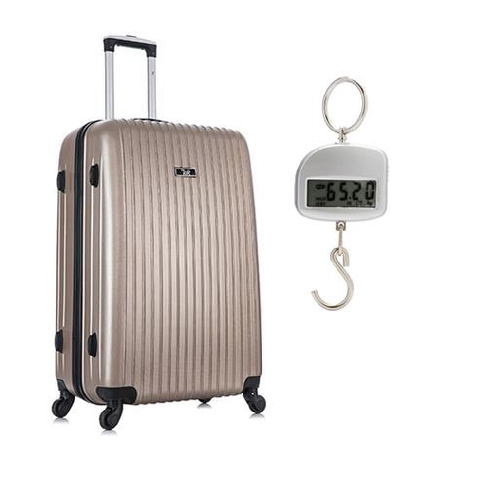 Mala Macaíba Grande Champanhe E Balança Digital Portátil Para Bagagens Até 30 Kg