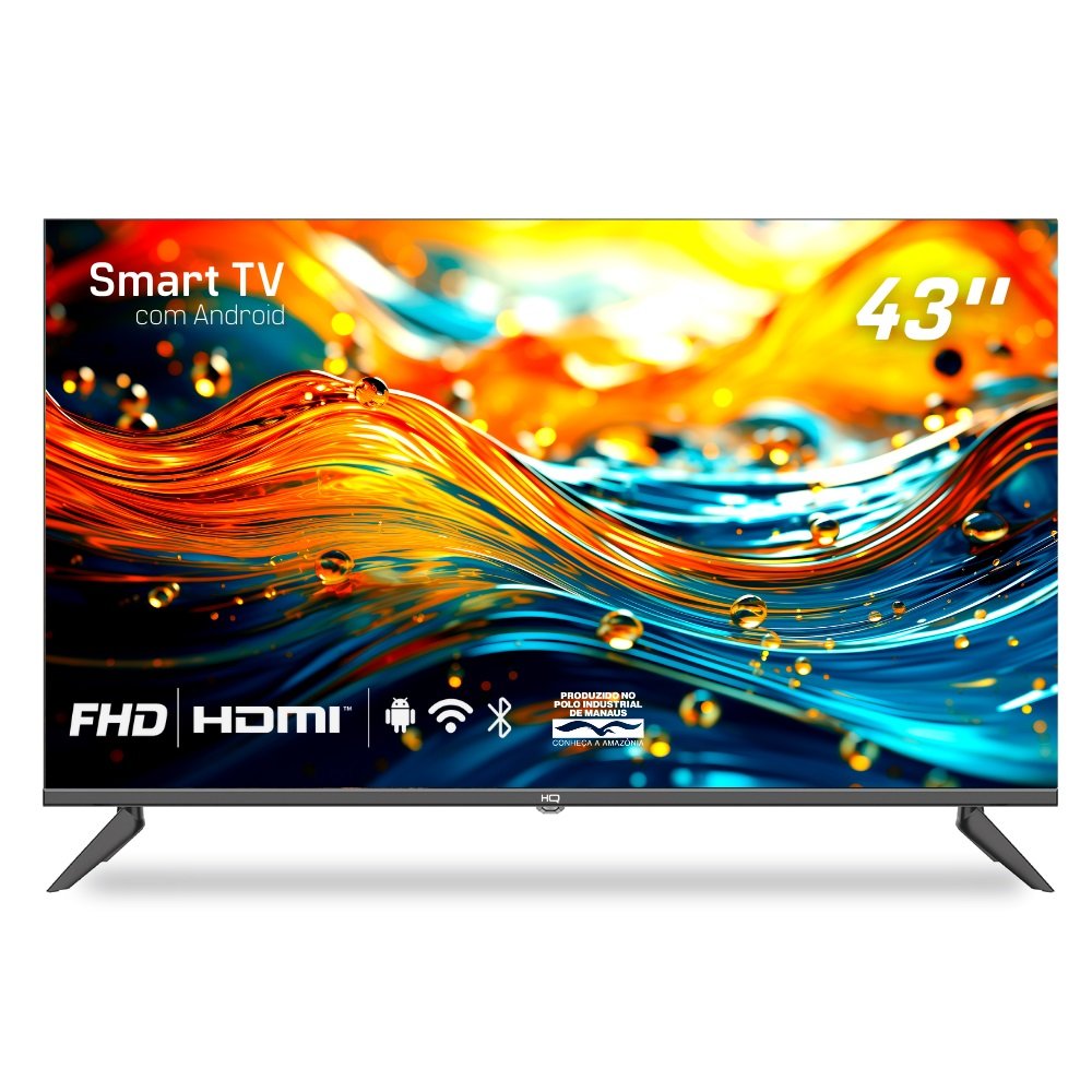 Smart TV 43" HQ Full HD, HDR, tela sem bordas, Android 11, design Slim KDE43GR315LN