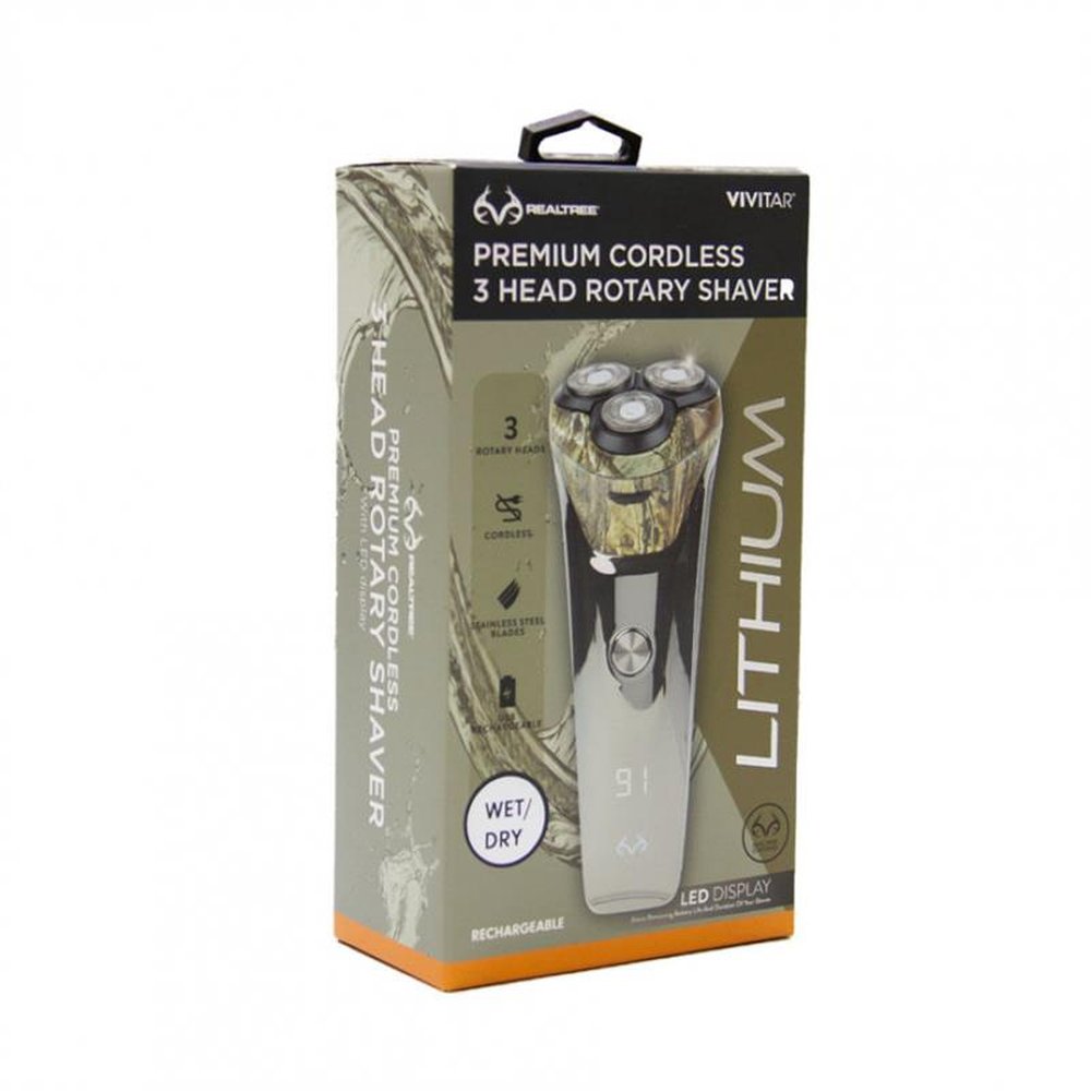 Barbeador Vivitar Premium RealTree Com 3 Lâminas, Sem Fio E Carga USB