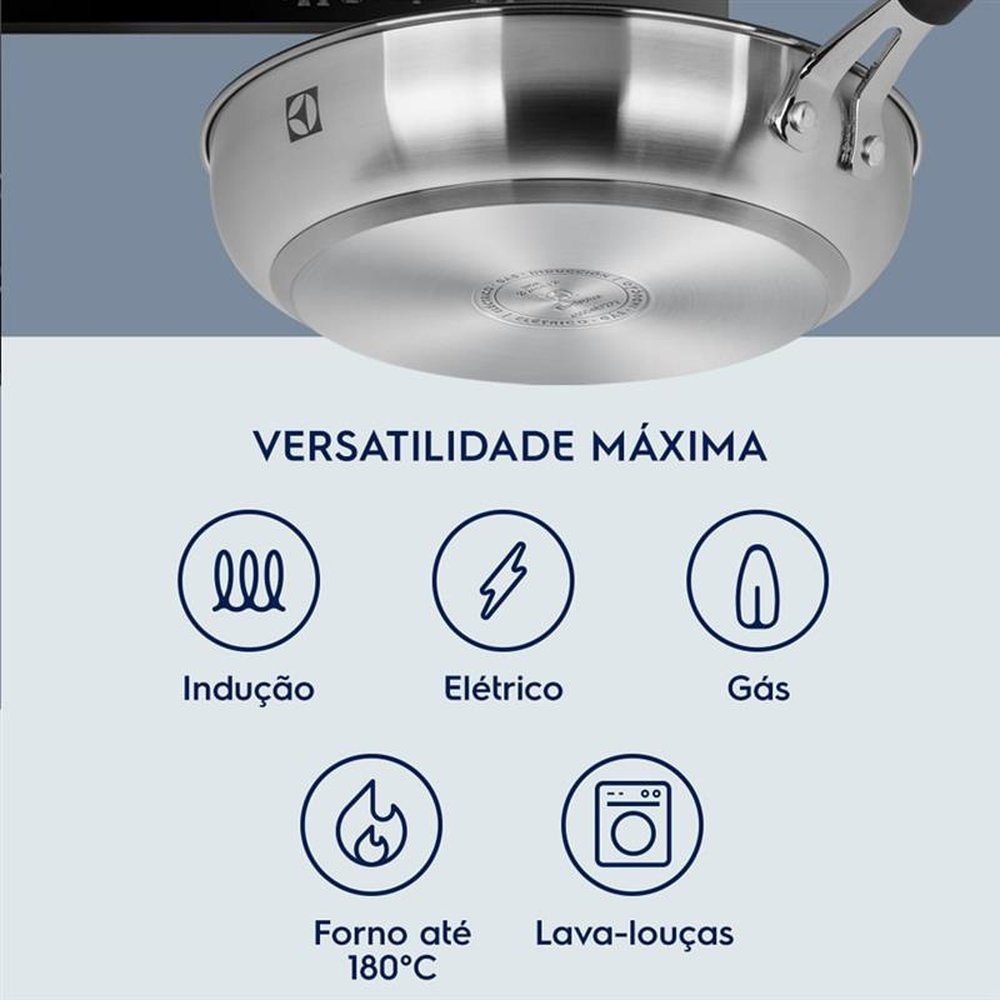 Frigideira Inox com Revestimento Antiaderente 24cm