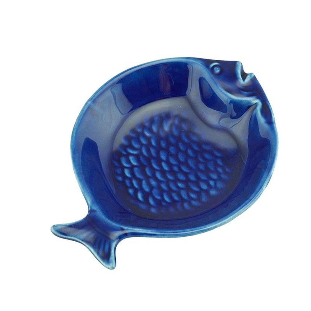 Conjunto de 4 pratos de cerâmica Peixe Ocean 14 cm - Azul