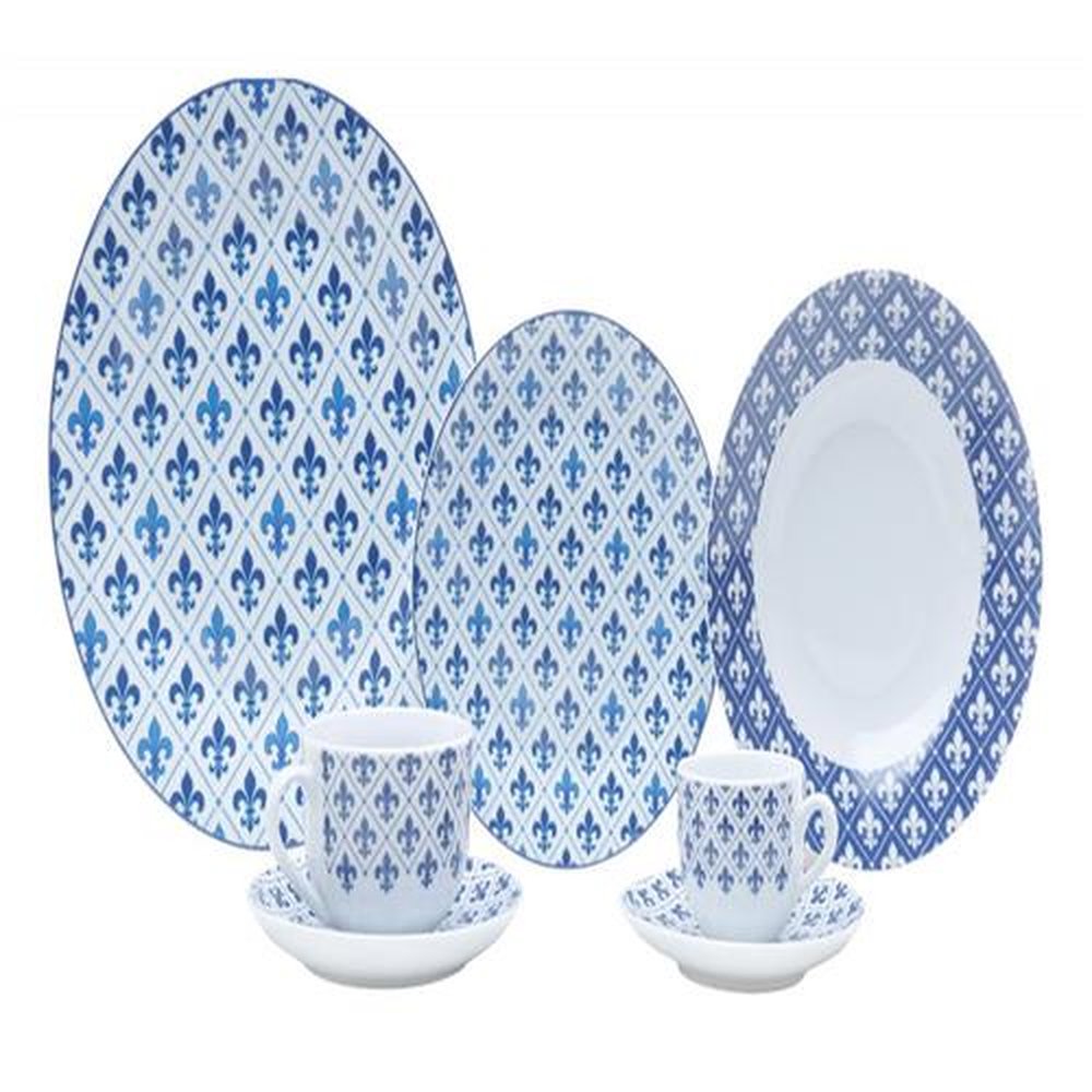 Aparelho de jantar 42 peças de porcelana Super White Flor de Liz