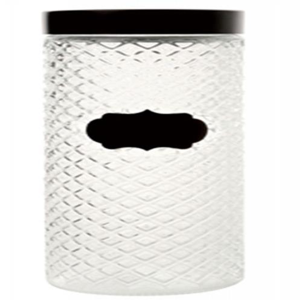 Pote De Vidro Com Tampa Preta Label 11x28cm 2180ml