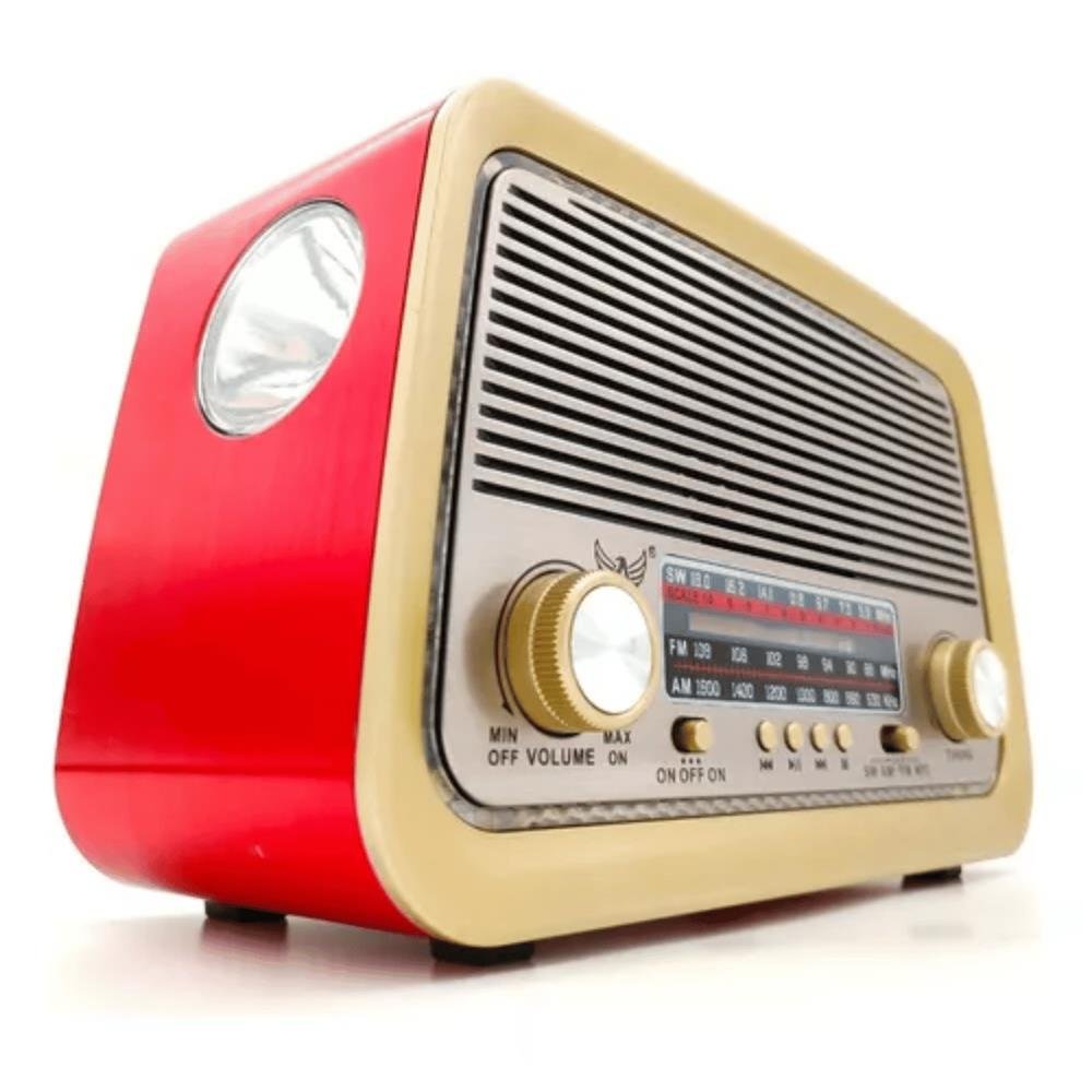 Rádio Retro Bluetooth Am Fm Sw Usb Bateria Recarregavel Auxiliar Sd Vermelho