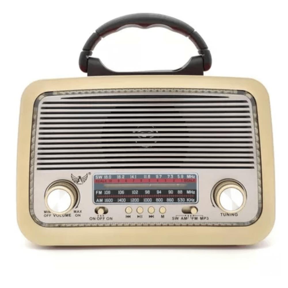 Rádio Retro Bluetooth Am Fm Sw Usb Bateria Recarregavel Auxiliar Sd Vermelho