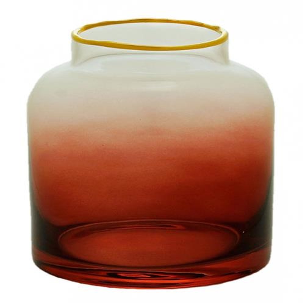 Vaso De Vidro Ombré Em Degradê Cor Coral 8 Cm X 14 Cm