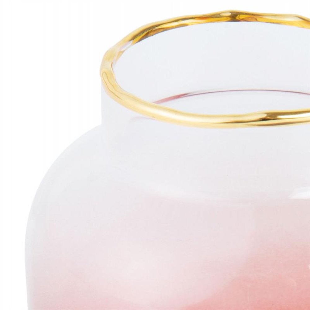 Vaso De Vidro Ombré Em Degradê Cor Coral 8 Cm X 14 Cm