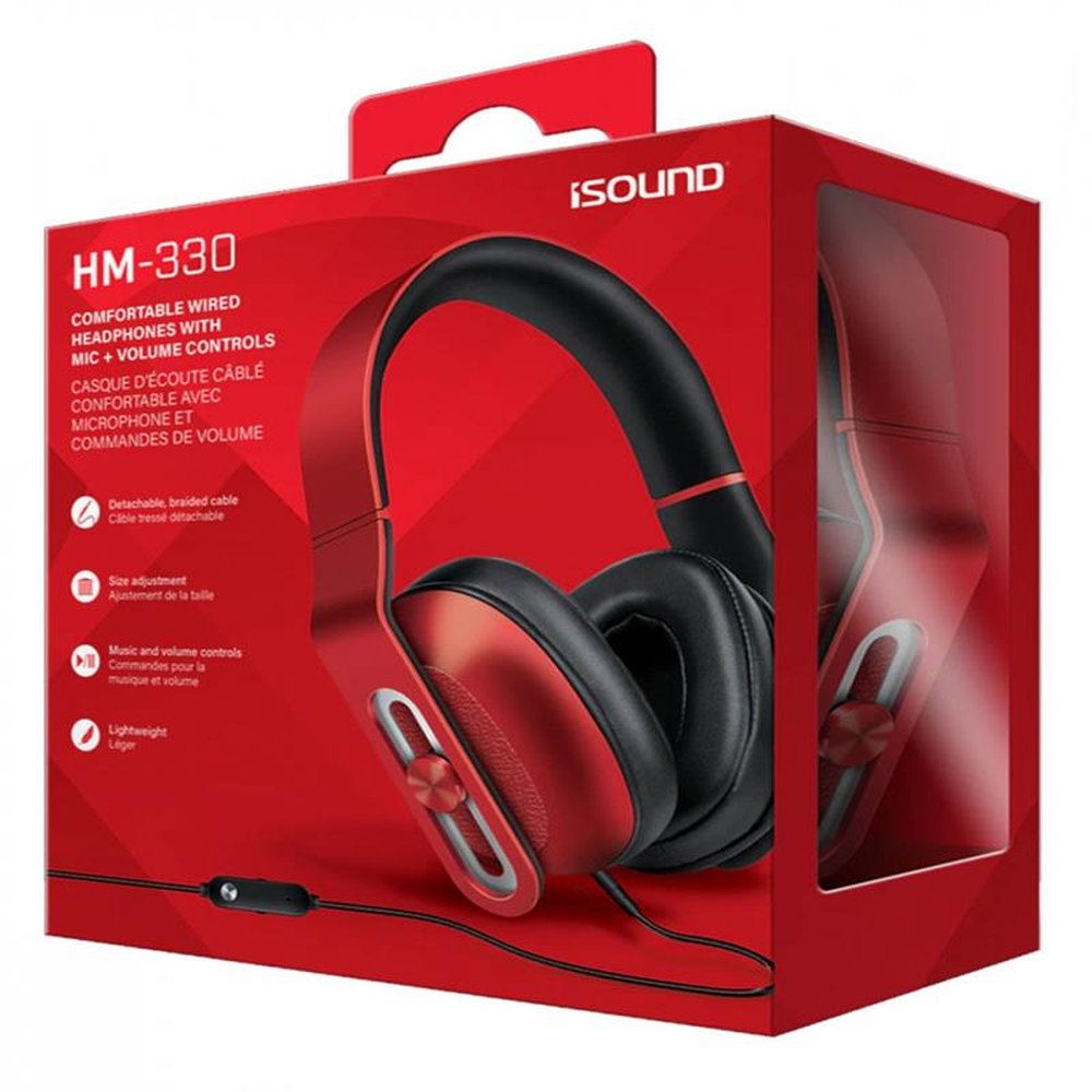 Headphone Com Mic HM-330 E Controle No Cabo - Vermelho