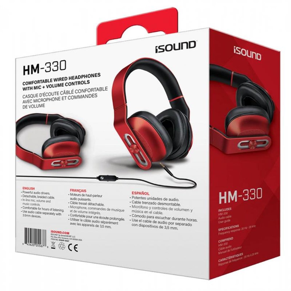 Headphone Com Mic HM-330 E Controle No Cabo - Vermelho