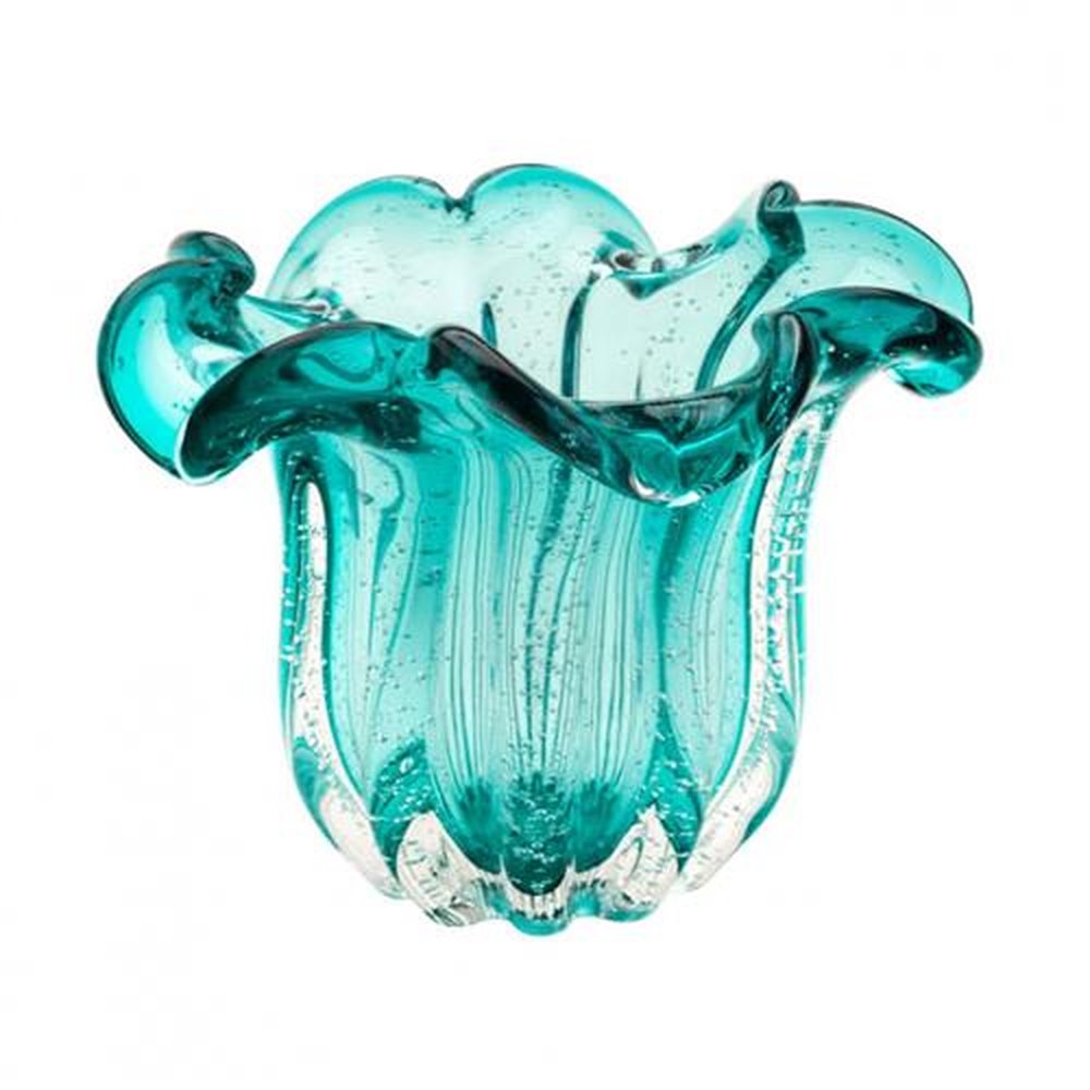 Vaso De Vidro Flat Italy Tiffany 18 Cm X 21 Cm Cor Azul-Turquesa
