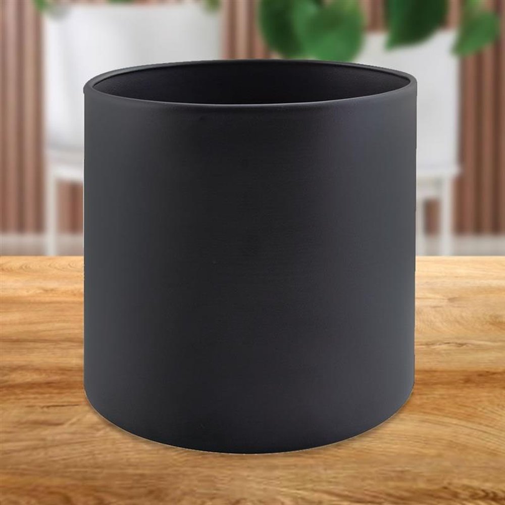 Cachepot Preto Em Metal - 16 X 18 Cm