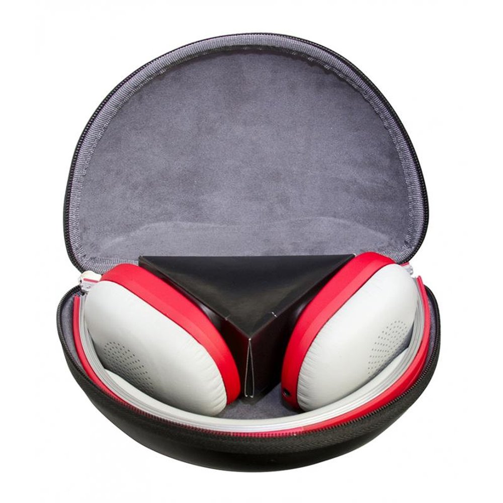 Fone De Ouvido Feminino Dobrável Com Mic., Controle De Volume E Estojo, Para IOS E Android - Vermelha