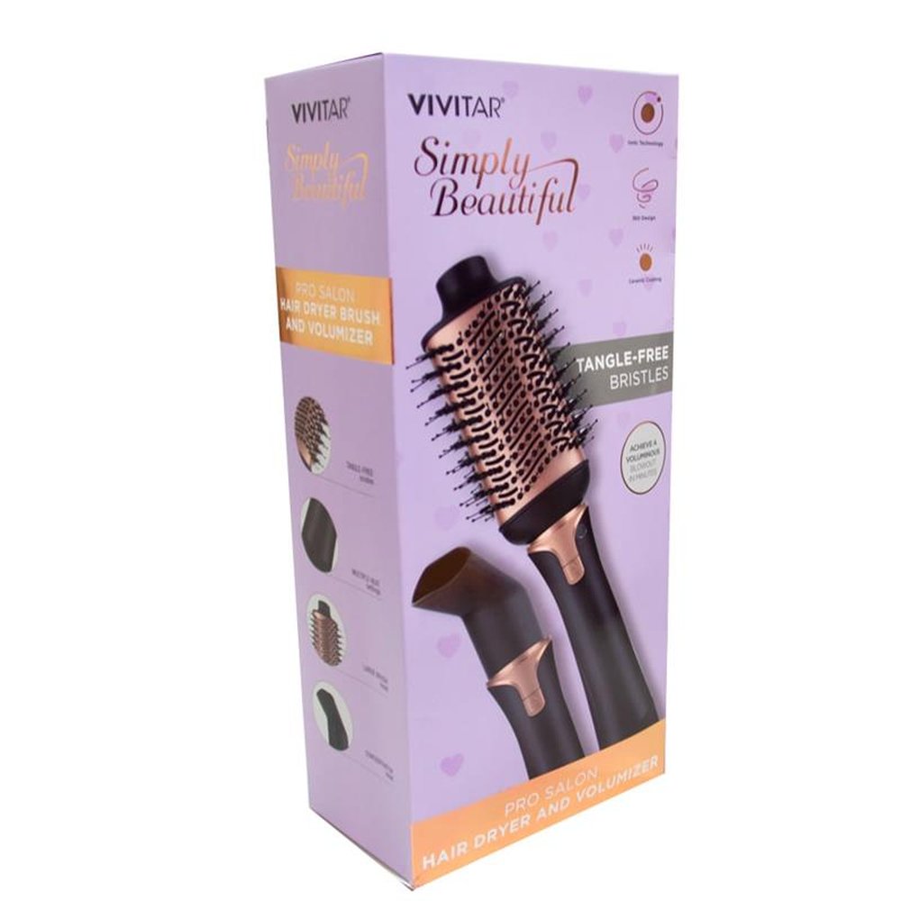Escova Secadora De Cabelo Com 2 Cabeças Intercambiáveis 1000W - Preta