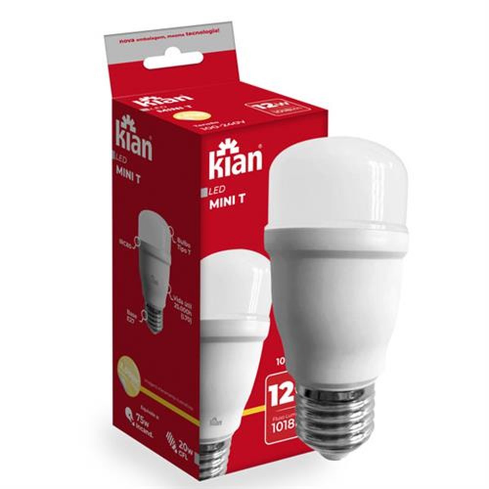 Lampada Led Mine T Kian 12W 3,0K E27 Bivolt